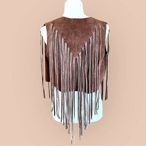 1960s Vintage Brown Suede Fringe Vest | Western Boho Hippie Festival Leather